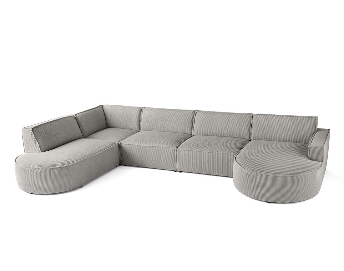 Canapé panoramique d'angle gauche 7 places en velours côtelé Spiaggia