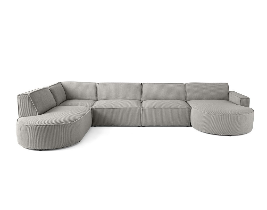Canapé panoramique d'angle gauche 7 places en velours côtelé Spiaggia