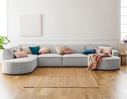 Canapé panoramique d'angle gauche 7 places en velours côtelé Spiaggia