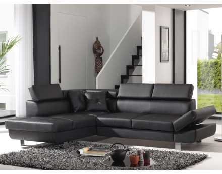 Lisbona - Canapé d'angle convertible - en PU - avec têtières réglables - Gauche