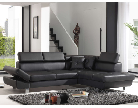 Lisbona - Canapé d'angle convertible - en PU - avec têtières réglables - Droit