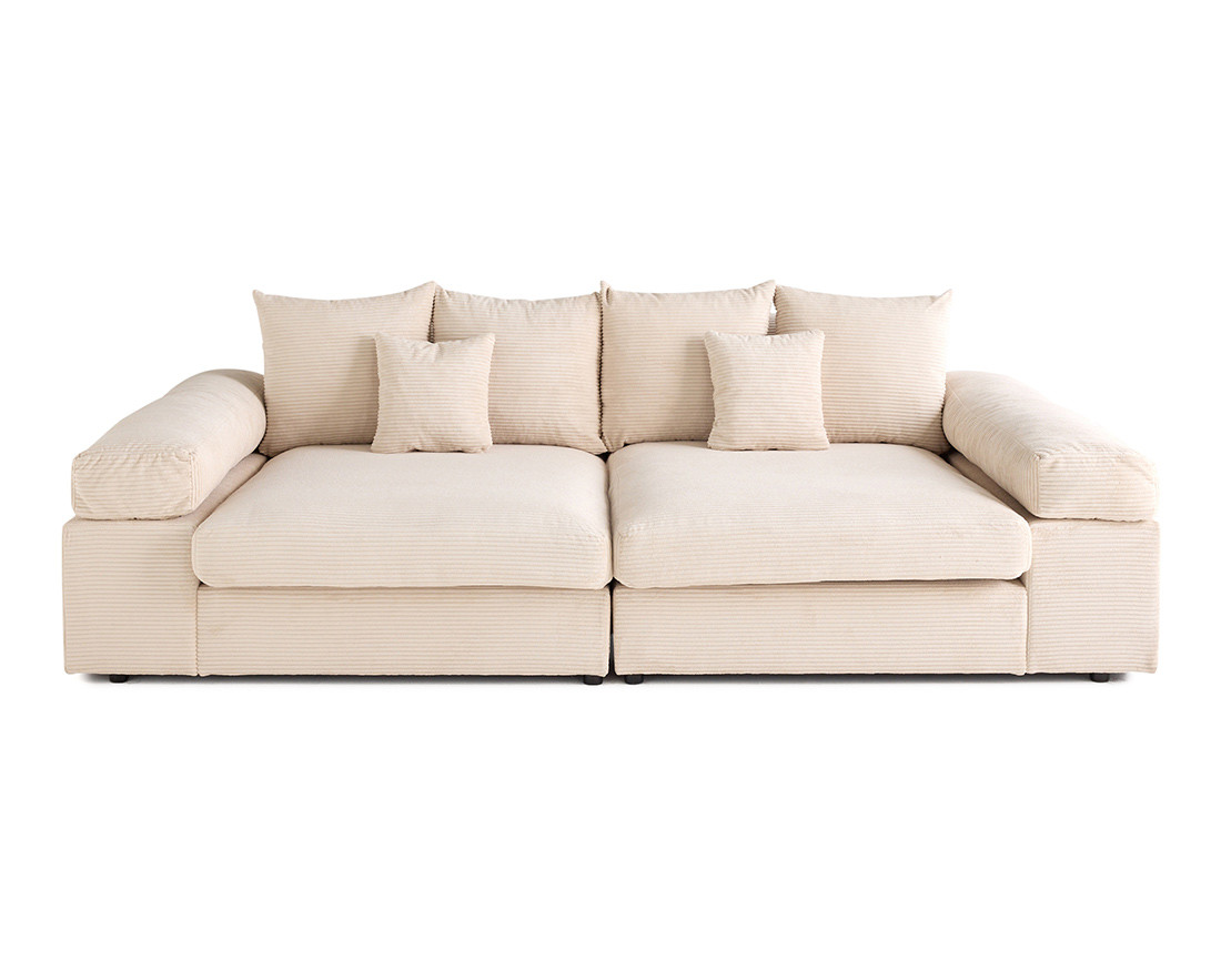 Canapé 4 places avec une assise profonde en velours côtelé