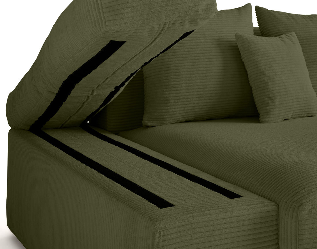 Canapé 4 places avec une assise profonde en velours côtelé