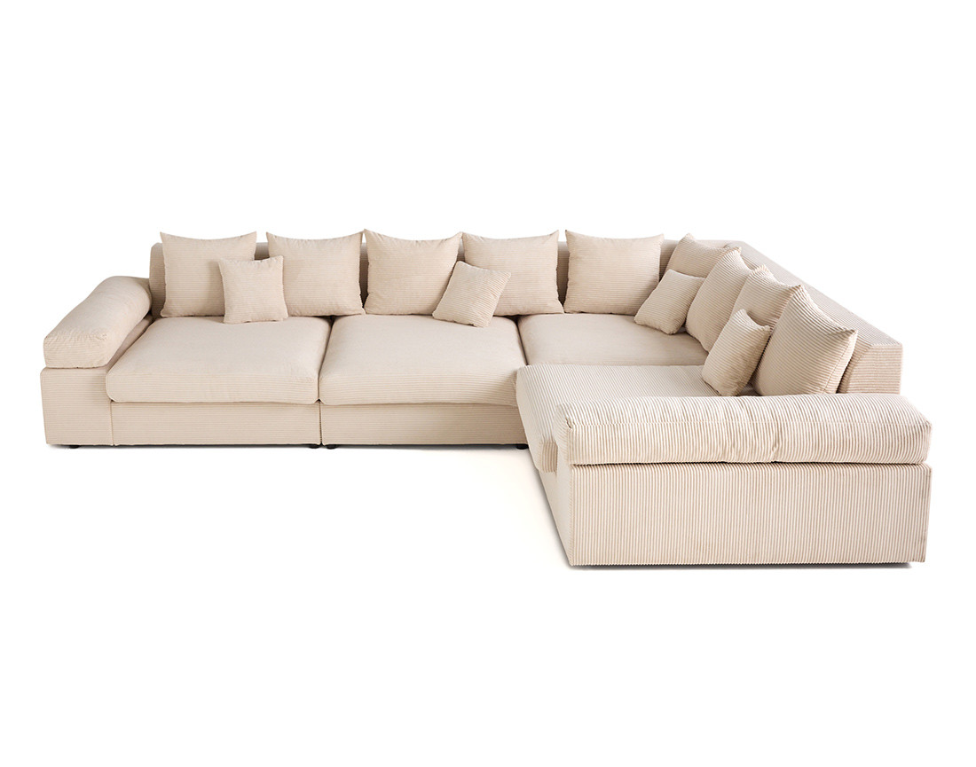 Canapé d'angle réversible 5 places avec assise profonde en velours côtelé Aspen