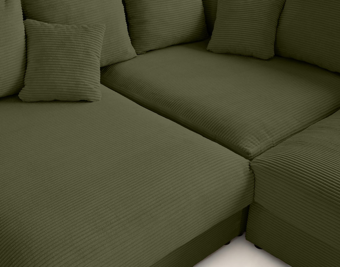 Canapé d'angle réversible 5 places avec assise profonde en velours côtelé Aspen