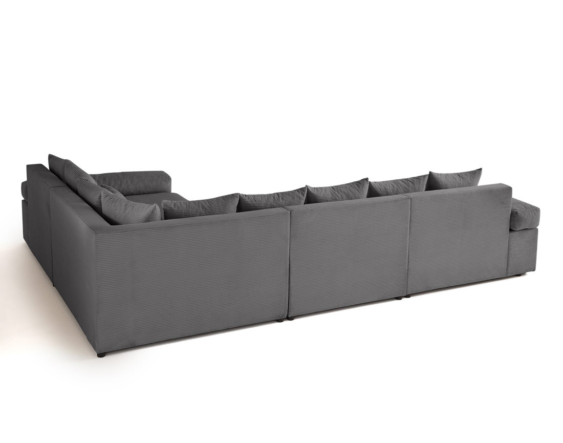 Canapé d'angle réversible 5 places avec assise profonde en velours côtelé Aspen