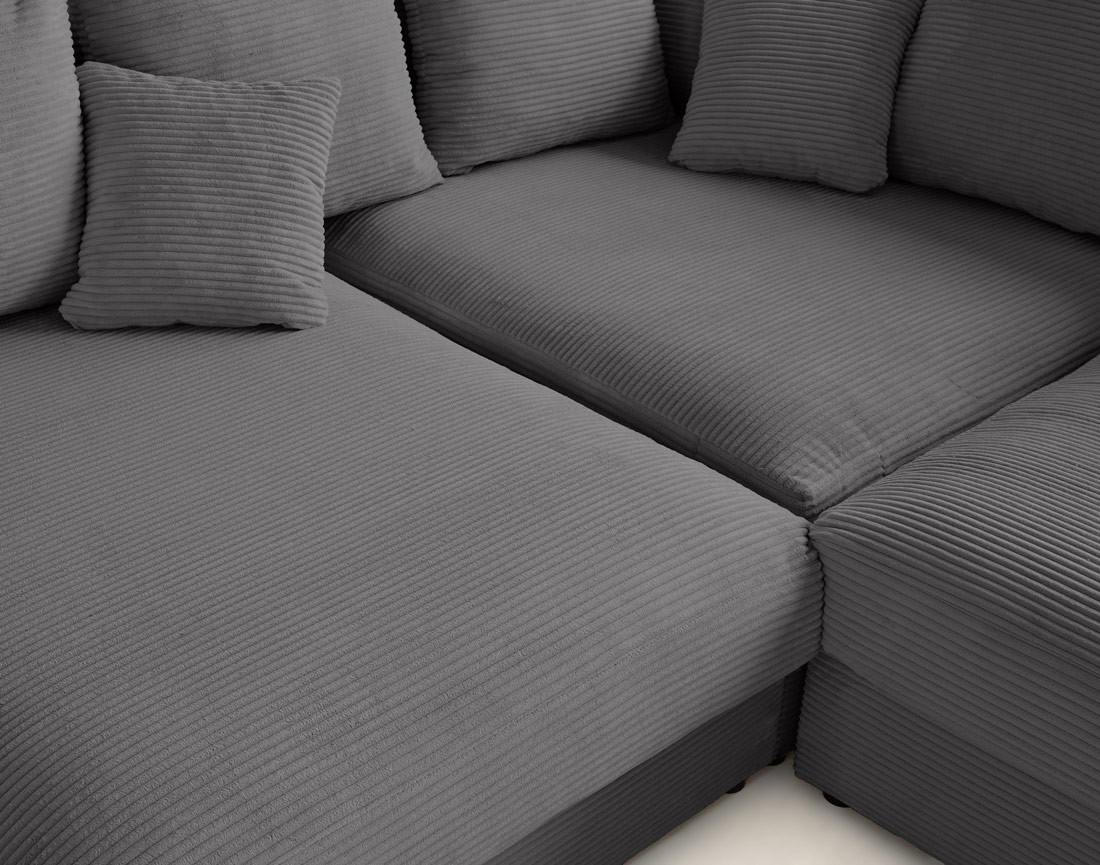 Canapé d'angle réversible 5 places avec assise profonde en velours côtelé Aspen