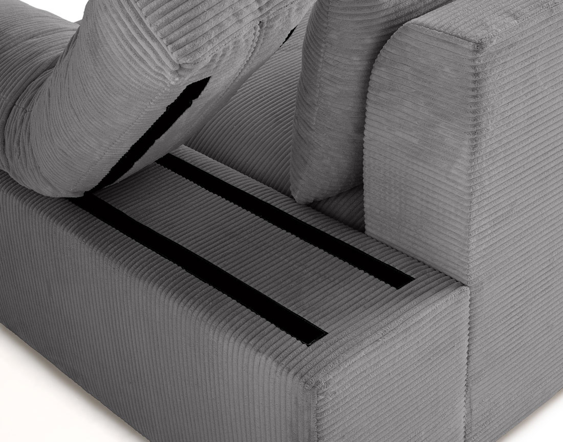 Canapé d'angle réversible 5 places avec assise profonde en velours côtelé Aspen