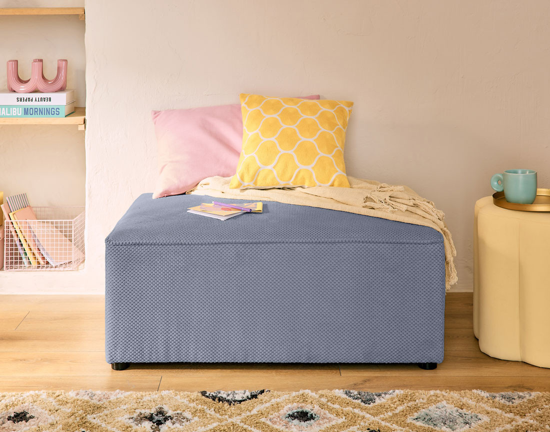 Pouf en velours texturé Topaze