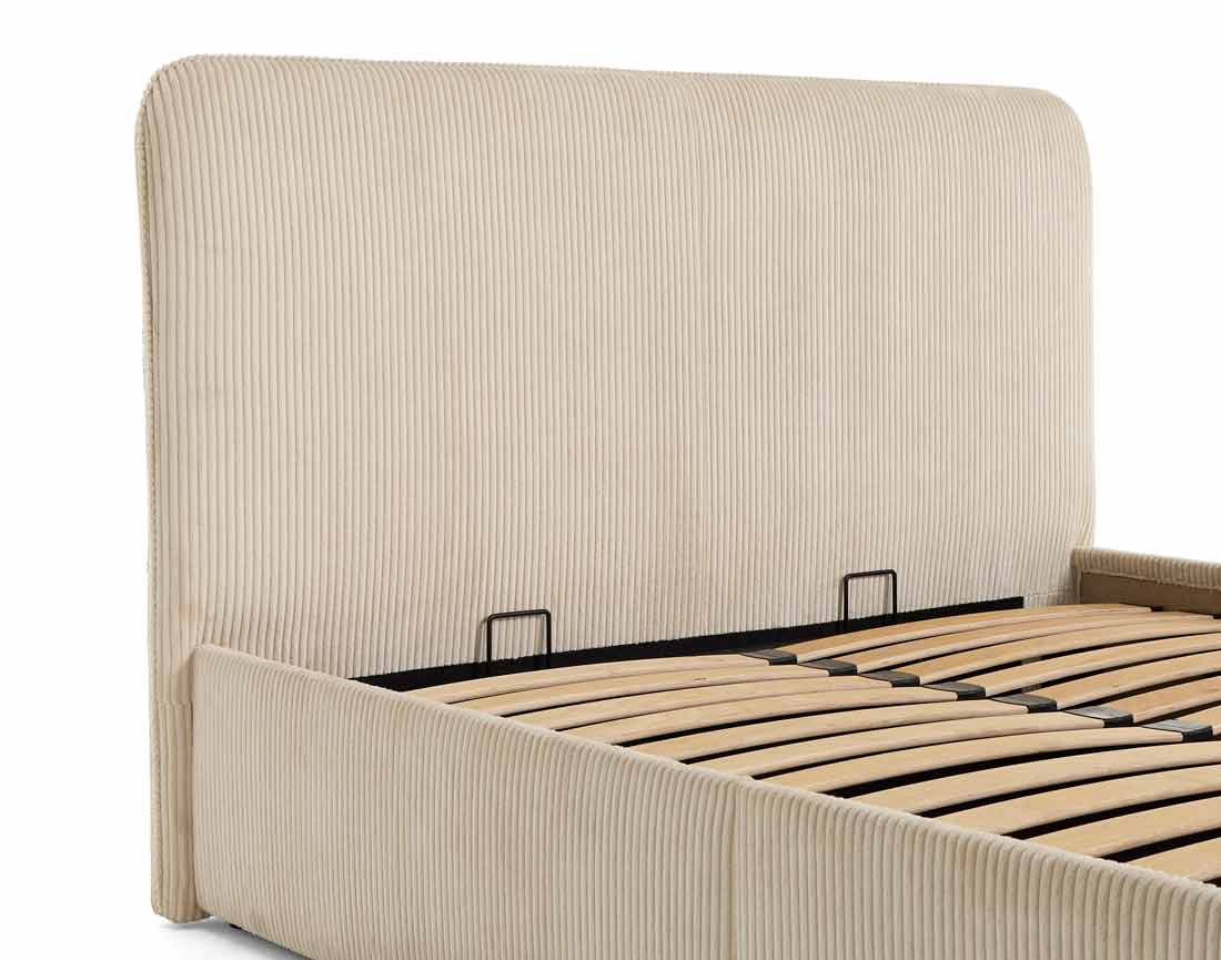 Lit coffre 140x190 cm en velours côtelé avec sommier inclus Goyave