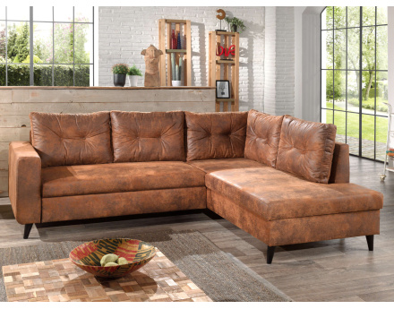 NORDIC - Canapé d'angle L - 5 places - Convertible - Industriel vintage - Droit