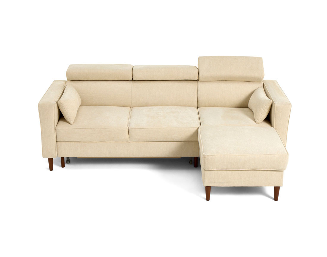 Canapé d'angle convertible avec têtières coffre 4 places Alicante