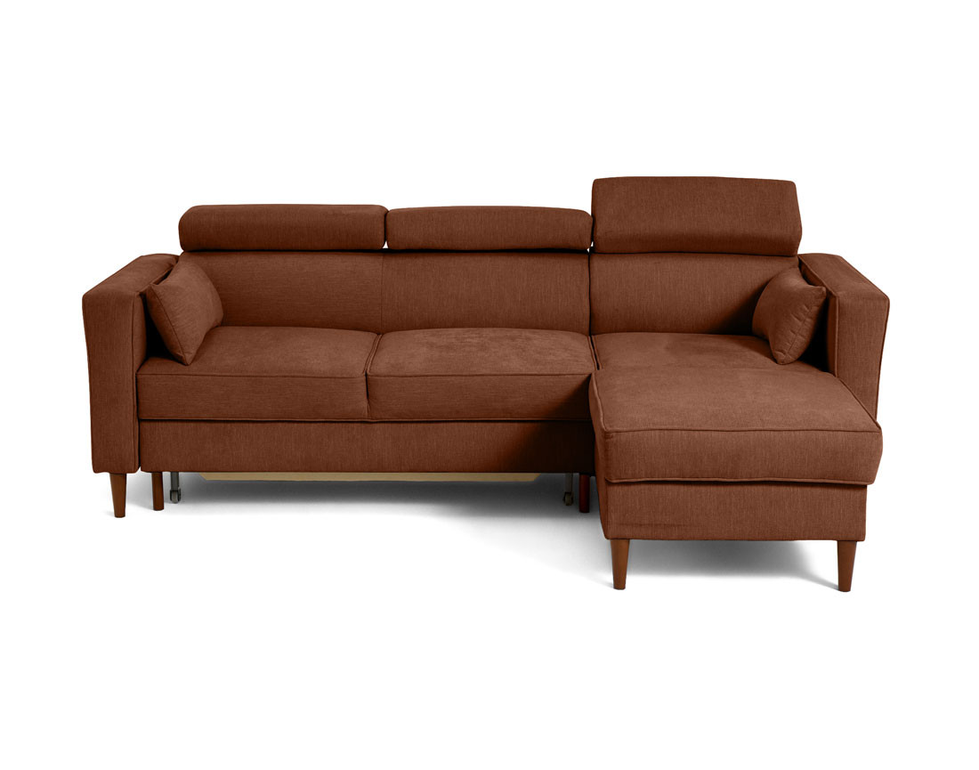 Canapé d'angle convertible avec têtières coffre 4 places Alicante