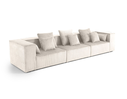Canapé modulable droit 3 places en velours côtelé Colombine