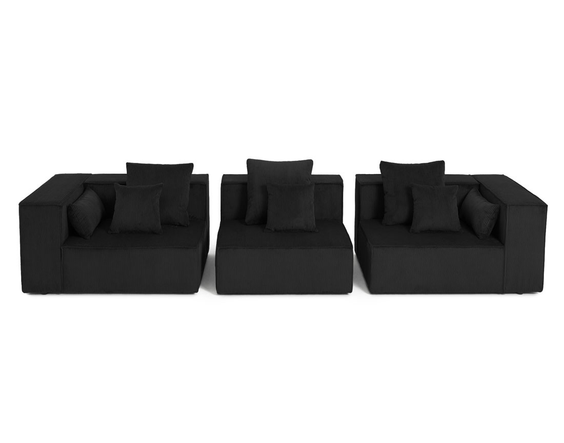 Canapé modulable droit 3 places en velours côtelé Colombine