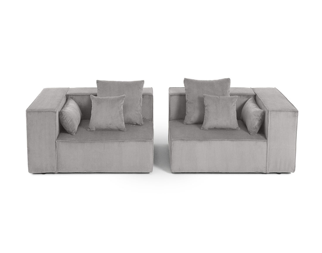 Canapé modulable droit 2 places en velours côtelé Colombine