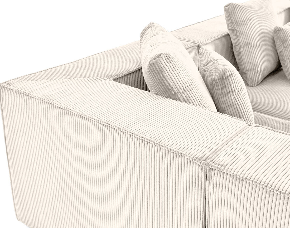 Canapé modulable panoramique 7 places en velours côtelé Colombine