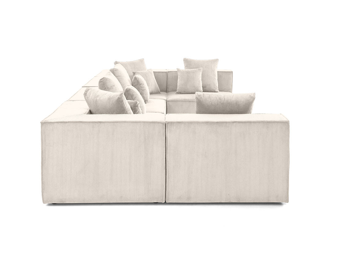 Canapé modulable panoramique 7 places en velours côtelé Colombine