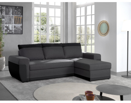 Milan - Canapé d'angle réversible - 4 places - Convertible avec coffre - En simili et tissu