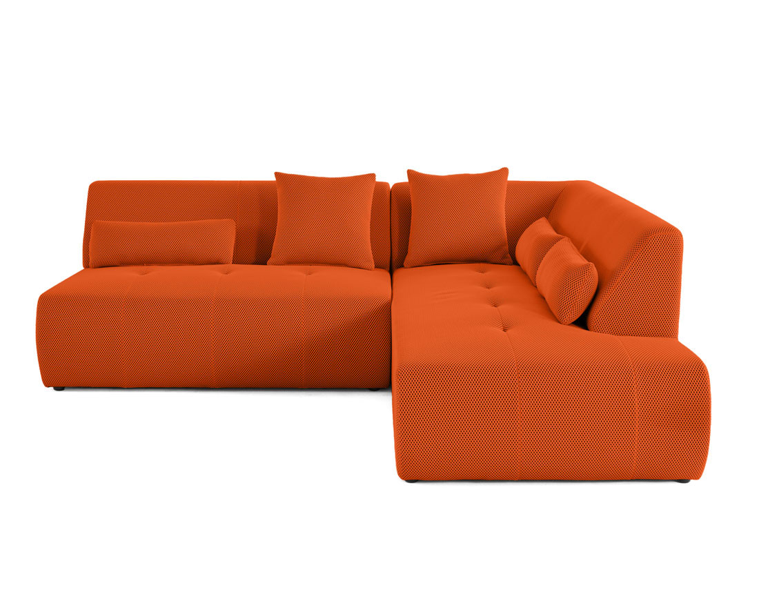 Canapé modulable d'angle droit 5 places en tissu mailles 3D Onyx