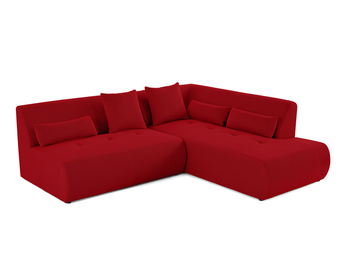 Canapé modulable d'angle droit 5 places en tissu mailles 3D Onyx