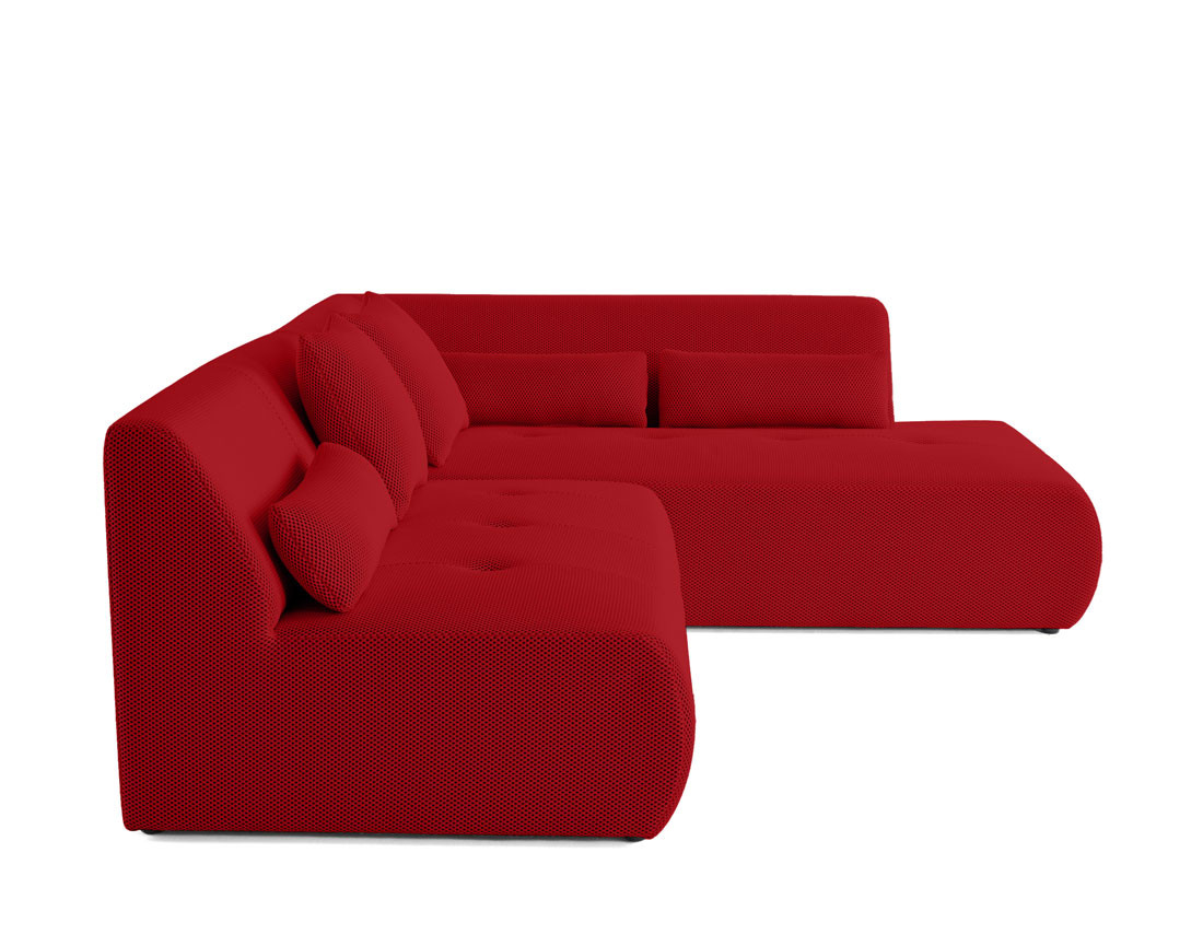 Canapé modulable d'angle droit 5 places en tissu mailles 3D Onyx