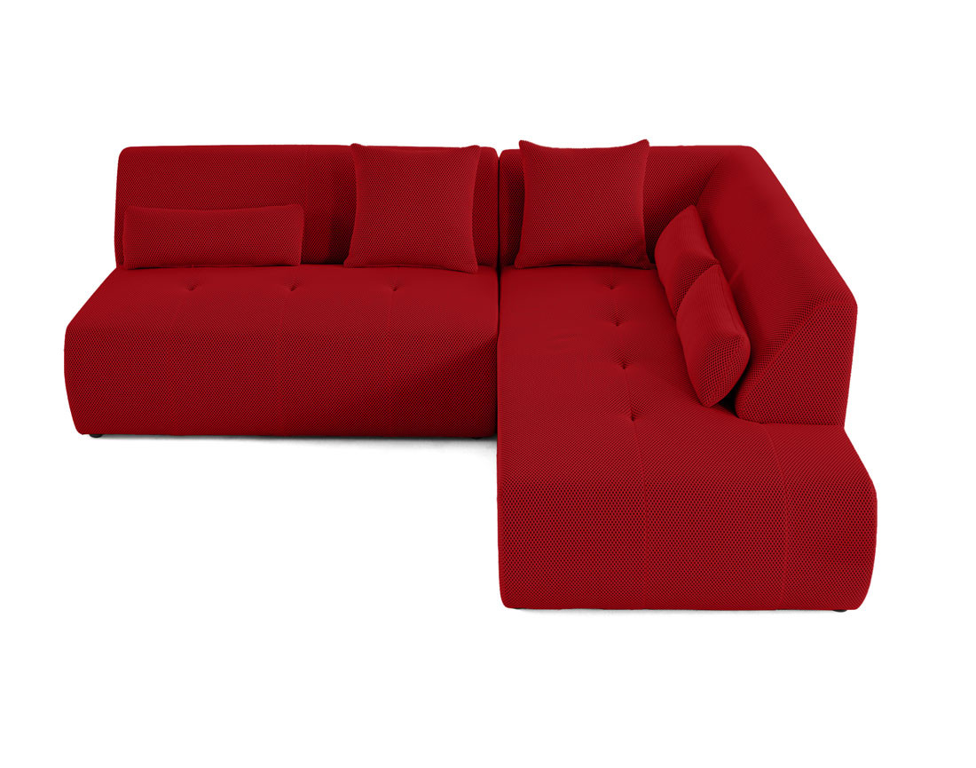 Canapé modulable d'angle droit 5 places en tissu mailles 3D Onyx