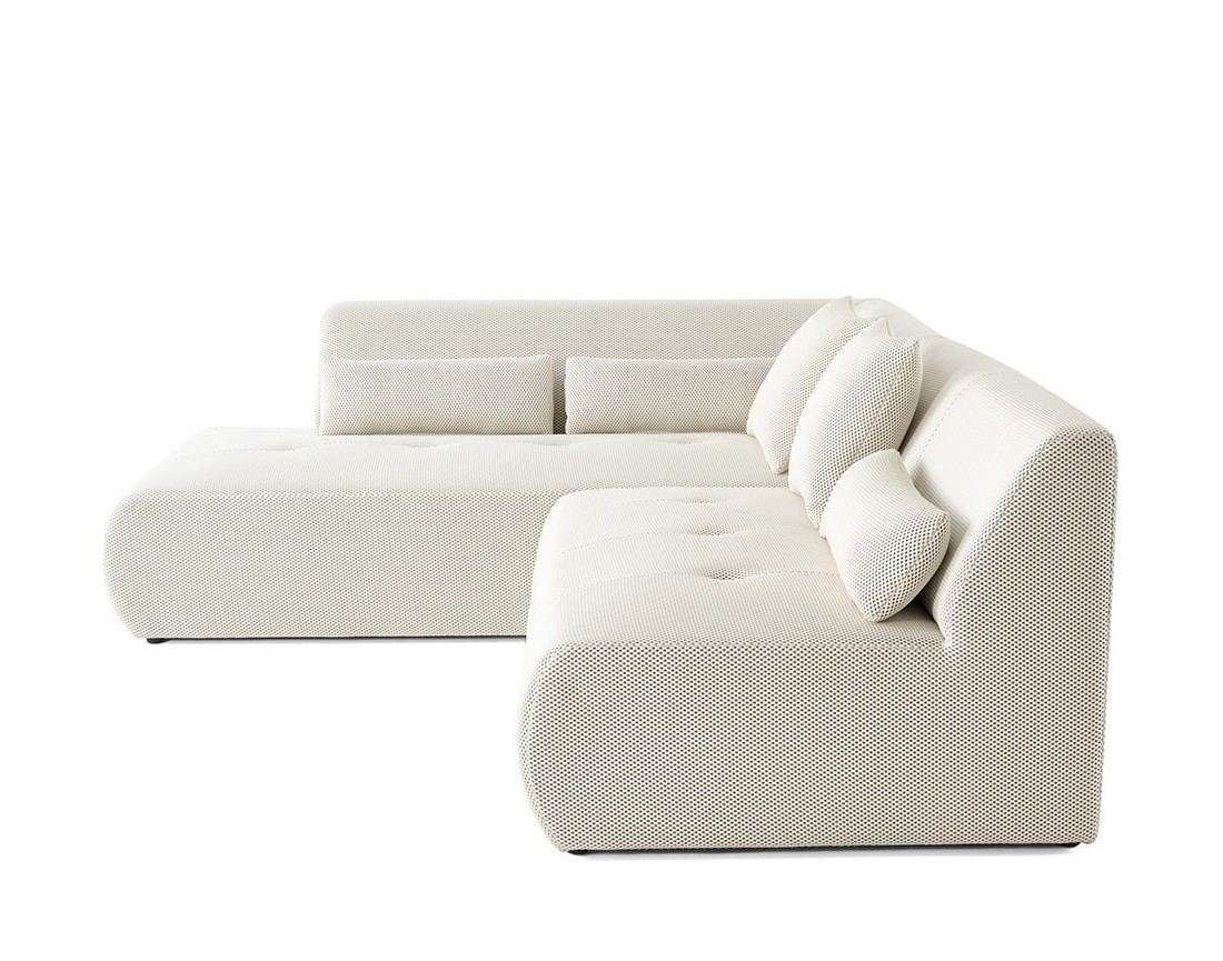 Canapé modulable d'angle gauche 5 places en tissu mailles 3D Onyx