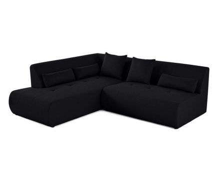 Canapé modulable d'angle gauche 5 places en tissu mailles 3D Onyx