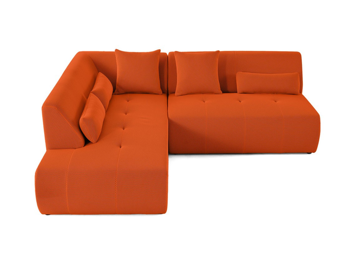 Canapé modulable d'angle gauche 5 places en tissu mailles 3D Onyx