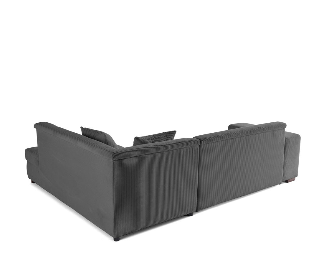 Canapé d'angle droit 5 places convertible en velours côtelé Vermont