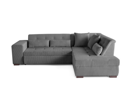 Canapé d'angle droit 5 places convertible en velours côtelé Vermont