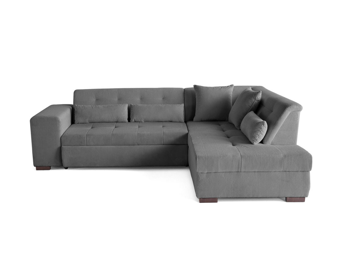 Canapé d'angle droit 5 places convertible en velours côtelé Vermont