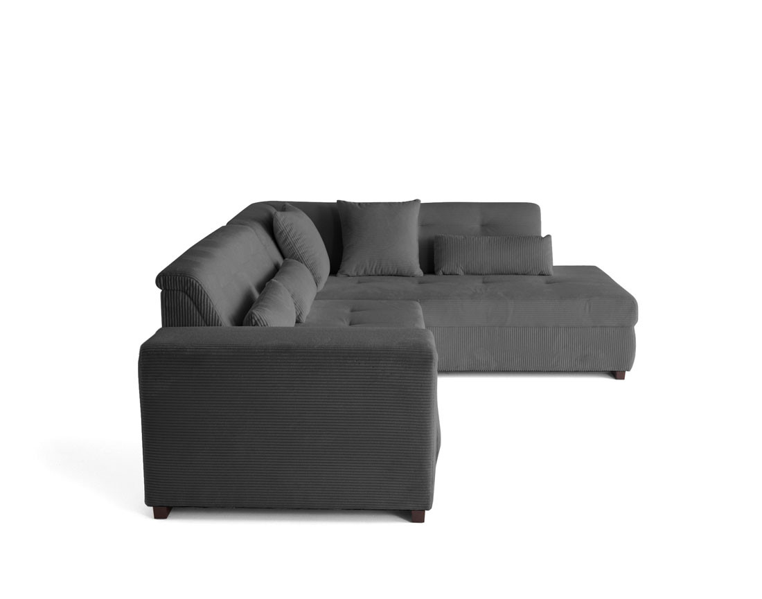 Canapé d'angle droit 5 places convertible en velours côtelé Vermont