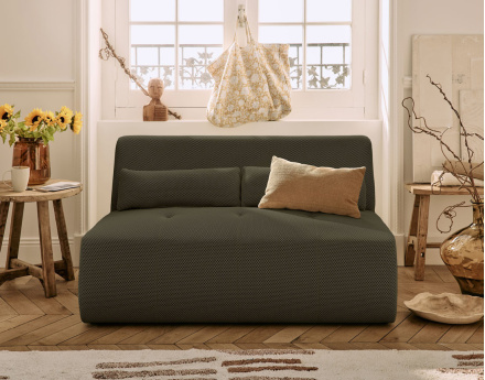 Canapé droit 2 places en tissu mailles 3D Onyx