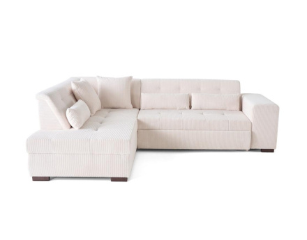 Canapé d'angle gauche 5 places convertible en velours côtelé Vermont