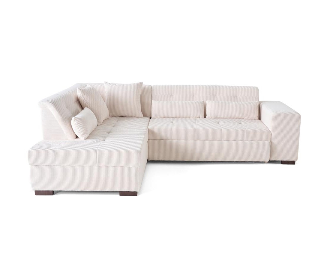 Canapé d'angle gauche 5 places convertible en velours côtelé Vermont