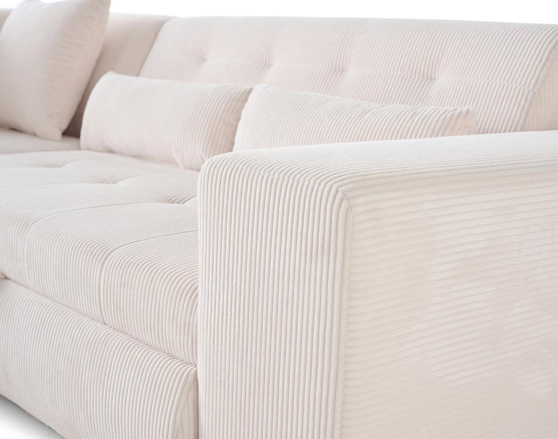 Canapé d'angle gauche 5 places convertible en velours côtelé Vermont