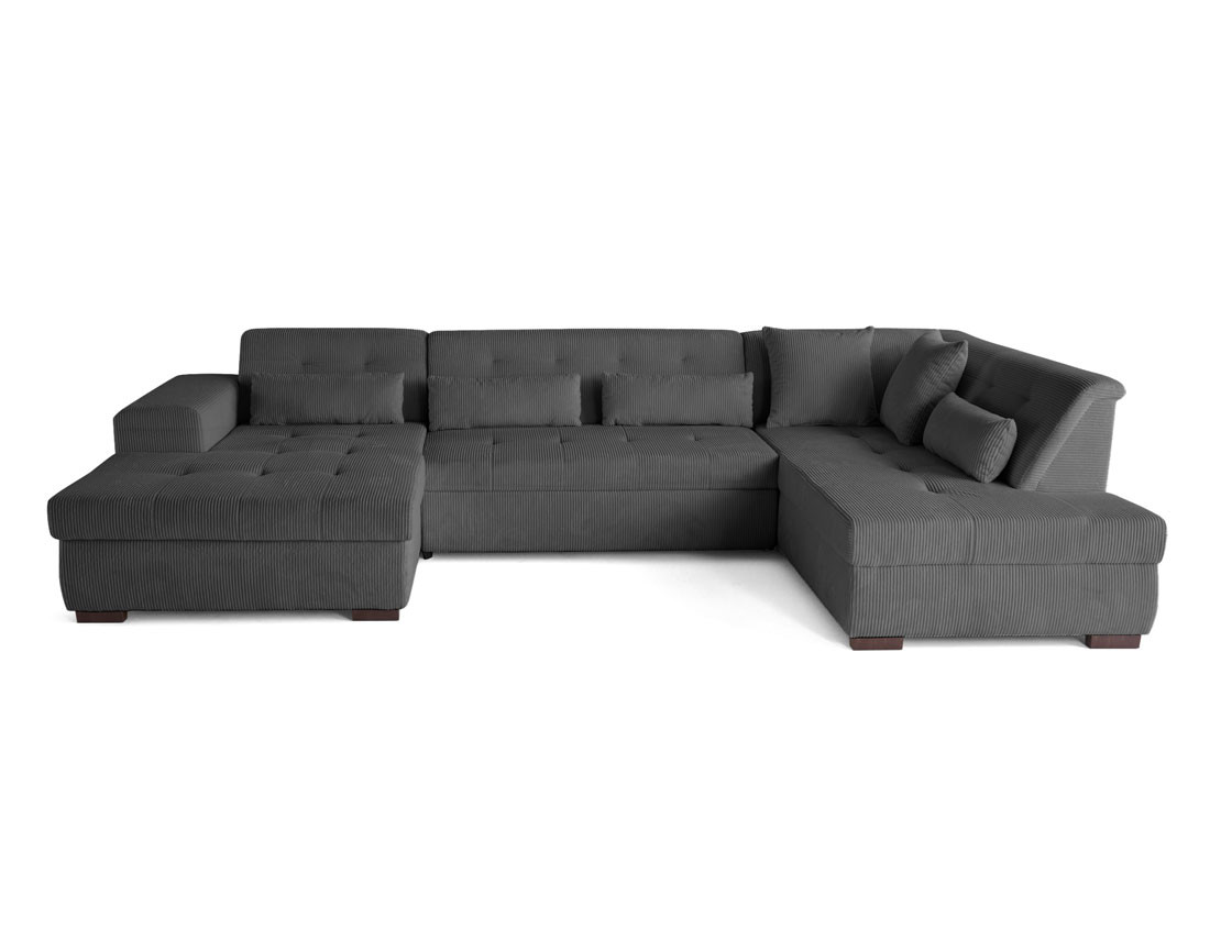 Canapé panoramique convertible Vermont 7 pl en velours côtelé - droit