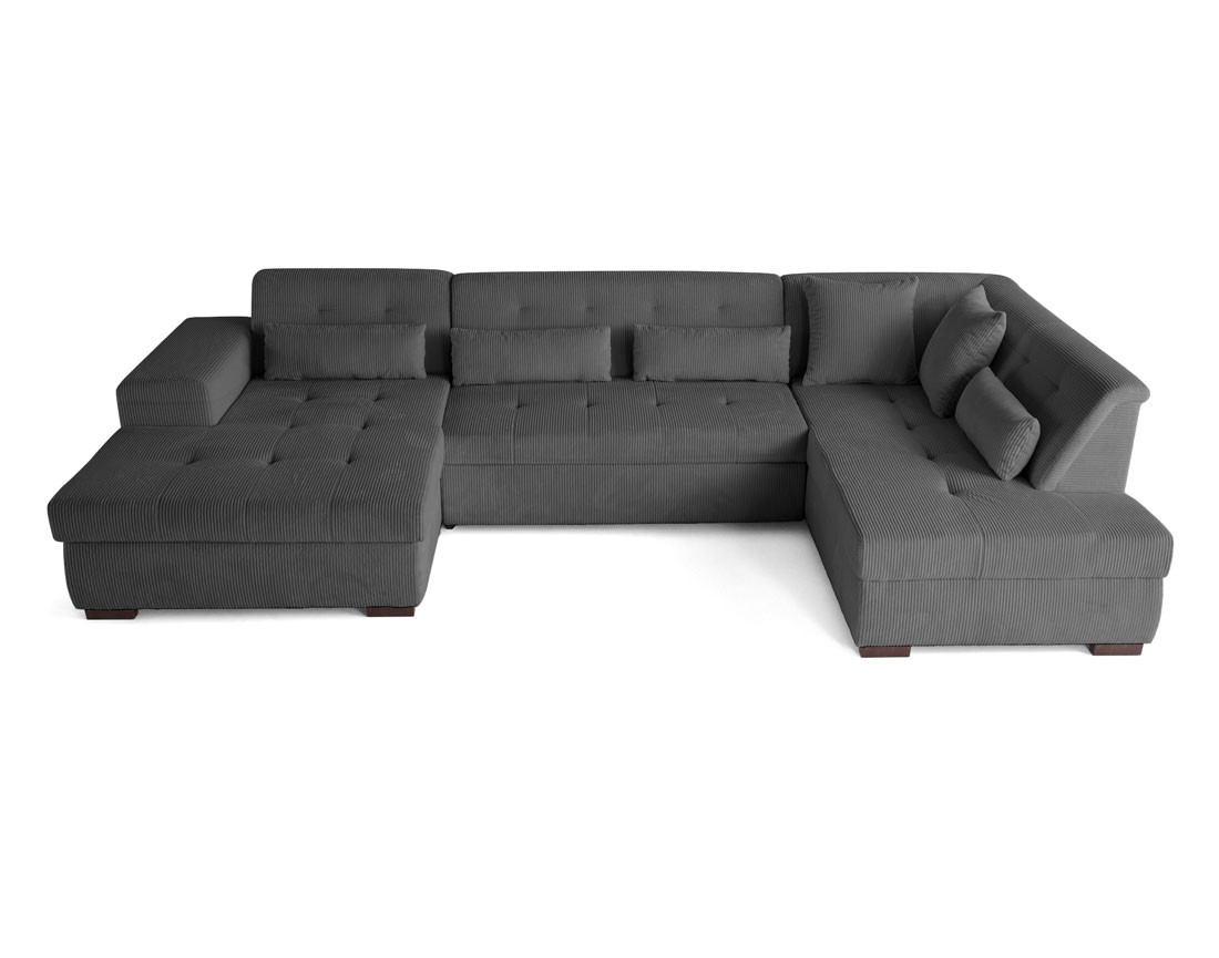 Canapé panoramique convertible Vermont 7 pl en velours côtelé - droit
