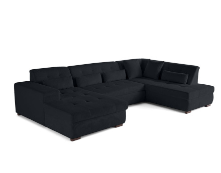 Canapé panoramique convertible Vermont 7 pl en velours côtelé - droit