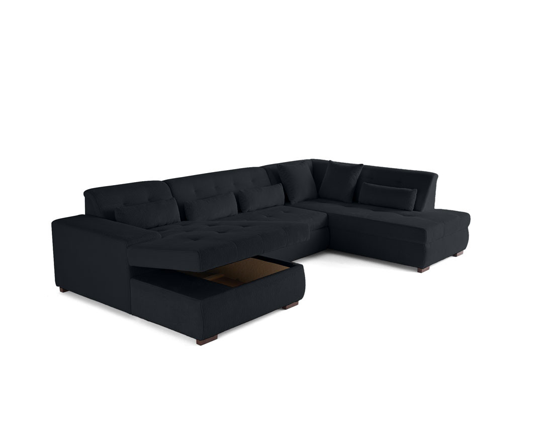 Canapé panoramique convertible Vermont 7 pl en velours côtelé - droit