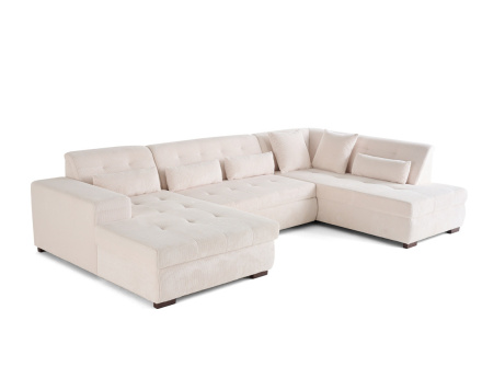 Canapé panoramique convertible Vermont 7 pl en velours côtelé - droit