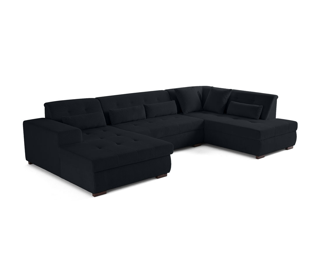 Canapé panoramique d'angle droit 7 places en velours côtelé Vermont