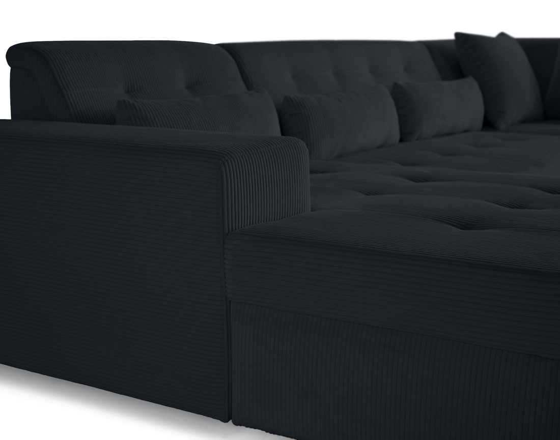 Canapé panoramique d'angle droit 7 places en velours côtelé Vermont