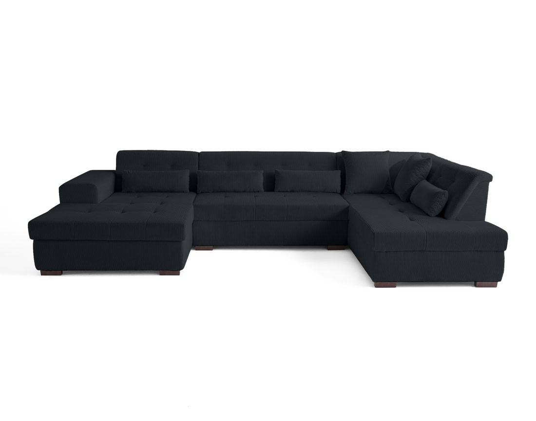 Canapé panoramique d'angle droit 7 places en velours côtelé Vermont