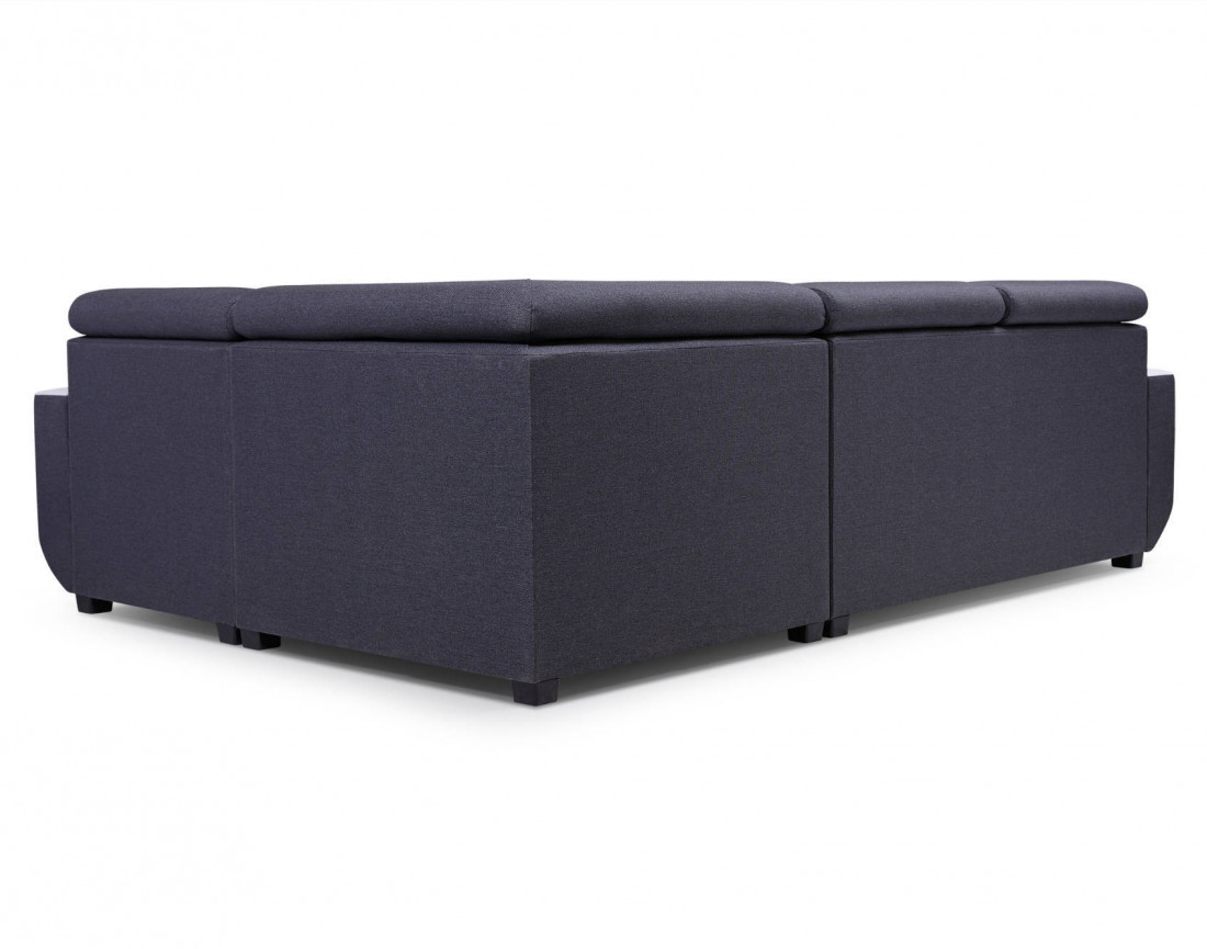 Dustin - Canapé d'angle L réversible - 5 places - Convertible avec coffre - Têtieres réglables