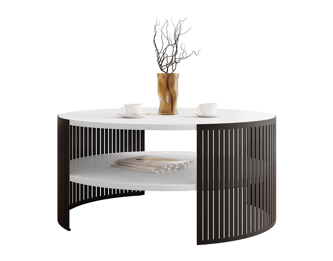 Table basse blanc et noir 1 niche 75 cm Cruz
