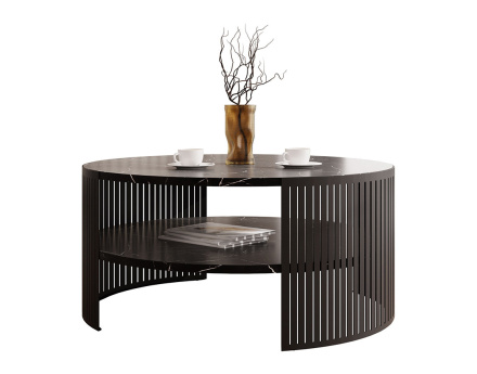 Table basse effet marbre noir 1 niche 75 cm Cruz