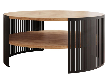 Table basse chêne naturel et noir 1 niche 75 cm Cruz